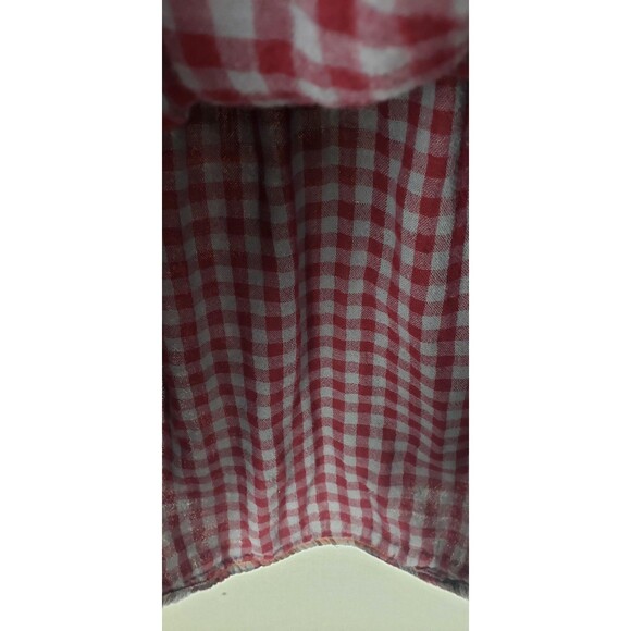 American Rag Shirt Womens Red Gray Plaid Button M Peplum Casual Back To School - Picture 6 of 11